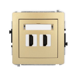 Mechanizm gniazda podwójnego HDMI 2.0, 4K Karlik DECO złoty 29DHDMI-4