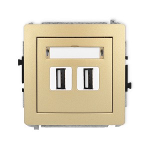 Mechanizm gniazda podwójnego 2xUSB A-A 2.0 Karlik DECO złoty 29DGUSB-2
