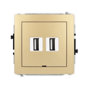 Mechanizm gniazda podwójnego 2xUSB A-A 2.0, bez pola opisowego Karlik DECO złoty 29DGUSBBO-2