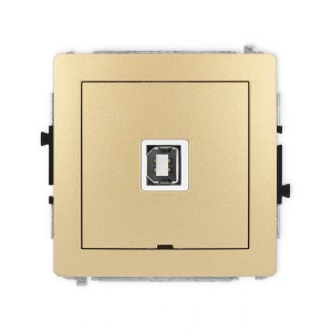 Mechanizm gniazda pojedynczego USB A-B 2.0, bez pola opisowego Karlik DECO złoty 29DGUSBBO-3