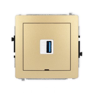 Mechanizm gniazda pojedynczego USB A-A 3.0, bez pola opisowego Karlik DECO złoty 29DGUSBBO-5