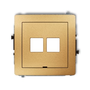 Mechanizm gniazda multimedialnego podwójnego bez modułu, bez pola opisowego (standard Keystone) Karlik DECO złoty 29DGMBO-2P