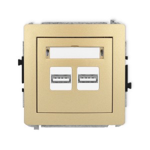 Mechanizm ładowarki USB podwójnej 2xUSB A, 15,5W max., 5V, 3.1A Karlik DECO złoty 29DCUSB-6