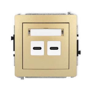 Mechanizm ładowarki USB podwójnej 2xUSB C, 20W max. Karlik DECO złoty 29DCUSB-7