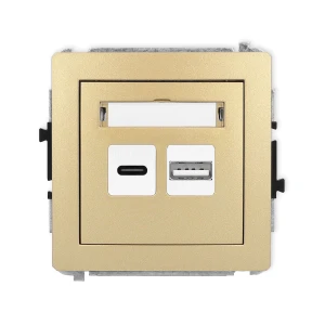 Mechanizm ładowarki USB podwójnej USB C + USB A, 20W max. Karlik DECO złoty 29DCUSB-8