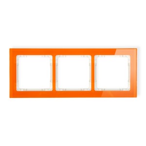 Ramka uniwersalna potrójna - efekt szkła (ramka: pomarańczowa; spód: beżowy) Karlik DECO pomarańczowy 13-1-DRS-3