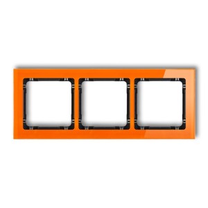 Ramka uniwersalna potrójna - efekt szkła (ramka: pomarańczowa; spód: czarny) Karlik DECO pomarańczowy 13-12-DRS-3