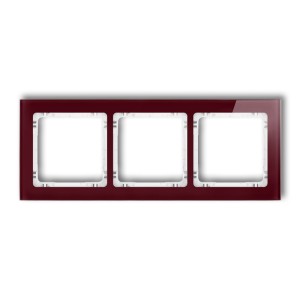 Ramka uniwersalna potrójna - efekt szkła (ramka: bordowa; spód: biały) Karlik DECO bordowy 14-0-DRS-3