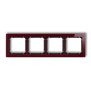Ramka uniwersalna poczwórna - efekt szkła (ramka: bordowa; spód: czarny) Karlik DECO bordowy 14-12-DRS-4