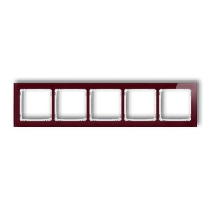 Ramka uniwersalna pięciokrotna - efekt szkła (ramka: bordowa; spód: biały) Karlik DECO bordowy 14-0-DRS-5