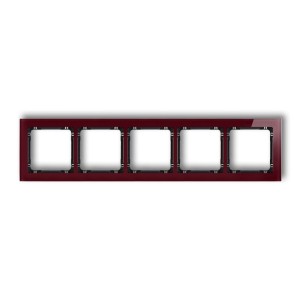 Ramka uniwersalna pięciokrotna - efekt szkła (ramka: bordowa; spód: czarny) Karlik DECO bordowy 14-12-DRS-5