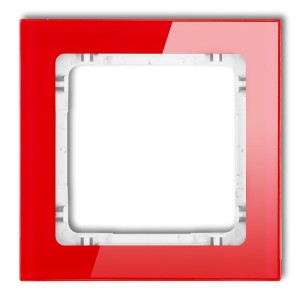 Ramka uniwersalna pojedyncza - efekt szkła (ramka: czerwona; spód: biały) Karlik DECO czerwony 17-0-DRS-1
