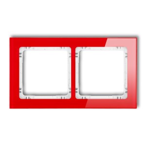 Ramka uniwersalna podwójna - efekt szkła (ramka: czerwona; spód: biały) Karlik DECO czerwony 17-0-DRS-2