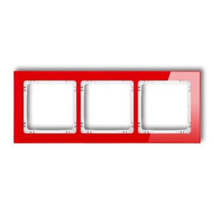 Ramka uniwersalna potrójna - efekt szkła (ramka: czerwona; spód: biały) Karlik DECO czerwony 17-0-DRS-3