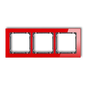 Ramka uniwersalna potrójna - efekt szkła (ramka: czerwona; spód: grafitowy) Karlik DECO czerwony 17-11-DRS-3
