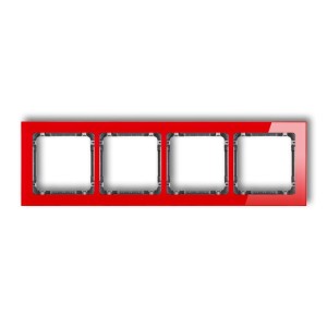 Ramka uniwersalna poczwórna - efekt szkła (ramka: czerwona; spód: grafitowy) Karlik DECO czerwony 17-11-DRS-4