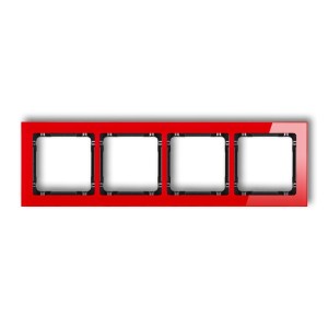 Ramka uniwersalna poczwórna - efekt szkła (ramka: czerwona; spód: czarny) Karlik DECO czerwony 17-12-DRS-4