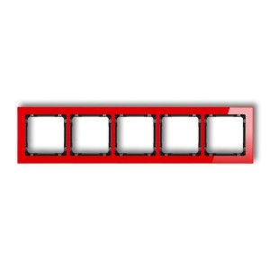Ramka uniwersalna pięciokrotna - efekt szkła (ramka: czerwona; spód: czarny) Karlik DECO czerwony 17-12-DRS-5
