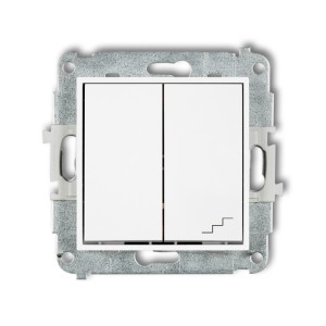Mechanizm łącznika jednobiegunowego ze schodowym (wspólne zasilanie) Karlik ICON biały IWP-10.1
