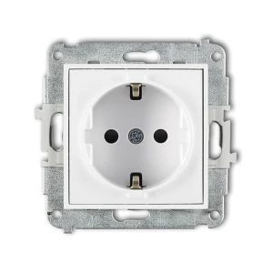 Mechanizm gniazda pojedynczego z uziemieniem SCHUKO 2P+Z (przesłony torów prądowych) Karlik ICON biały IGP-1sp
