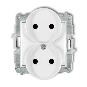 Mechanizm gniazda podwójnego do ramki bez uziemienia 2x2P (przesłony torów prądowych) Karlik ICON biały IGPR-2p