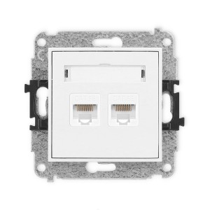 Mechanizm gniazda komputerowego podwójnego 2xRJ45, kat. 5e, 8-stykowy Karlik ICON biały IGK-2