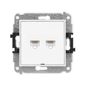 Mechanizm gniazda komputerowego podwójnego 2xRJ45, kat. 5e, 8-stykowy, bez pola opisowego Karlik ICON biały IGKBO-2