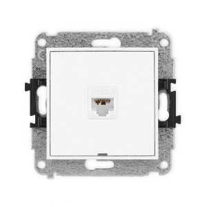 Mechanizm gniazda komputerowego pojedynczego 1xRJ45, kat. 6A, 8-stykowy, bez pola opisowego Karlik ICON biały IGKBO-7