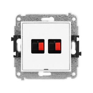Mechanizm gniazda głośnikowego podwójnego, bez pola opisowego Karlik ICON biały IGGBO-2