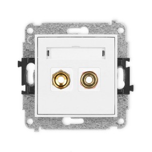 Mechanizm gniazda głośnikowego pojedynczego (typu banan - czerwony i czarny, pozłacany, 4 mm2, skręcany) Karlik ICON biały IGG-4