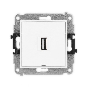 Mechanizm gniazda pojedynczego USB A-A 2.0, bez pola opisowego Karlik ICON biały IGUSBBO-1