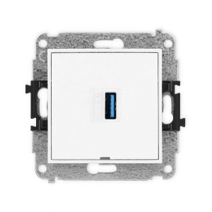 Mechanizm gniazda pojedynczego USB A-A 3.0, bez pola opisowego Karlik ICON biały IGUSBBO-5