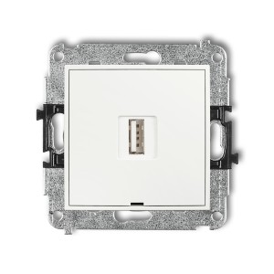 Mechanizm ładowarki USB pojedynczej USB A, 5W max., 5V, 1A, bez pola opisowego Karlik ICON biały ICUSBBO-1