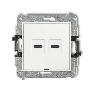 Mechanizm ładowarki USB podwójnej 2xUSB C, 20W max., bez pola opisowego Karlik ICON biały ICUSBBO-7