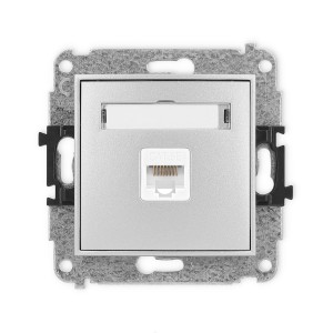 Mechanizm gniazda komputerowego pojedynczego 1xRJ45, kat. 5e, 8-stykowy Karlik ICON srebrny metalik 7IGK-1