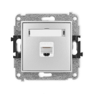 Mechanizm gniazda komputerowego pojedynczego 1xRJ45, kat. 6, 8-stykowy Karlik ICON srebrny metalik 7IGK-3