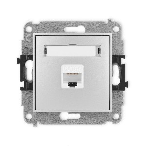 Mechanizm gniazda komputerowego pojedynczego 1xRJ45, kat. 6A, 8-stykowy Karlik ICON srebrny metalik 7IGK-7