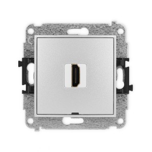 Mechanizm gniazda pojedynczego HDMI 2.0, 4K, bez pola opisowego Karlik ICON srebrny metalik 7IHDMIBO-3