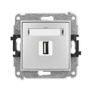 Mechanizm gniazda pojedynczego USB A-A 2.0 Karlik ICON srebrny metalik 7IGUSB-1