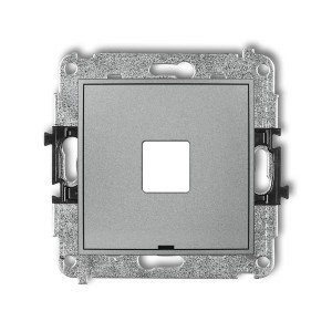 Mechanizm gniazda multimedialnego pojedynczego bez modułu, bez pola opisowego (standard Keystone) Karlik ICON srebrny metalik 7IGMBO-1P