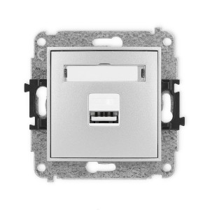 Mechanizm ładowarki USB pojedynczej USB A, 10W max., 5V, 2A Karlik ICON srebrny metalik 7ICUSB-3