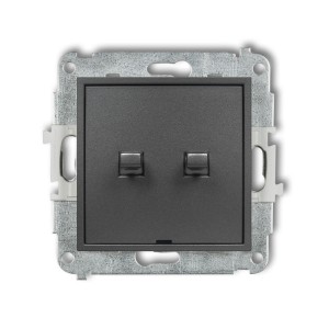 Mechanizm łącznika zwiernego, świecznikowego (dwa klawisze, bez piktogramów, wspólne zasilanie) w stylu amerykańskim Karlik ICON grafitowy 11IWPUS-44.1