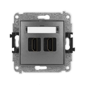Mechanizm gniazda podwójnego HDMI 2.0, 4K Karlik ICON grafitowy 11IHDMI-4