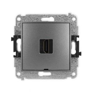 Mechanizm gniazda pojedynczego HDMI 2.1, 8K, bez pola opisowego Karlik ICON grafitowy 11IHDMIBO-5