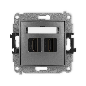 Mechanizm gniazda podwójnego HDMI 2.1, 8K Karlik ICON grafitowy 11IHDMI-6