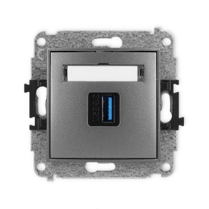 Mechanizm gniazda pojedynczego USB A-A 3.0 Karlik ICON grafitowy 11IGUSB-5