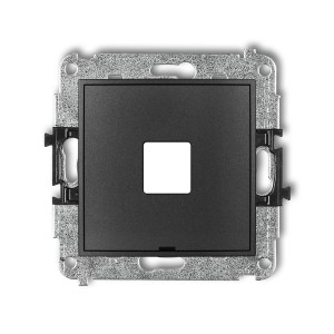 Mechanizm gniazda multimedialnego pojedynczego bez modułu, bez pola opisowego (standard Keystone) Karlik ICON grafitowy 11IGMBO-1P