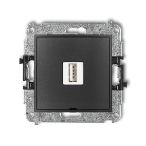 Mechanizm ładowarki USB pojedynczej USB A, 5W max., 5V, 1A, bez pola opisowego Karlik ICON grafitowy 11ICUSBBO-1