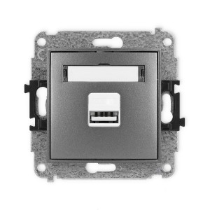 Mechanizm ładowarki USB pojedynczej USB A, 10W max., 5V, 2A Karlik ICON grafitowy 11ICUSB-3