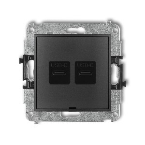 Mechanizm ładowarki USB podwójnej 2xUSB C, 20W max., bez pola opisowego Karlik ICON grafitowy 11ICUSBBO-7